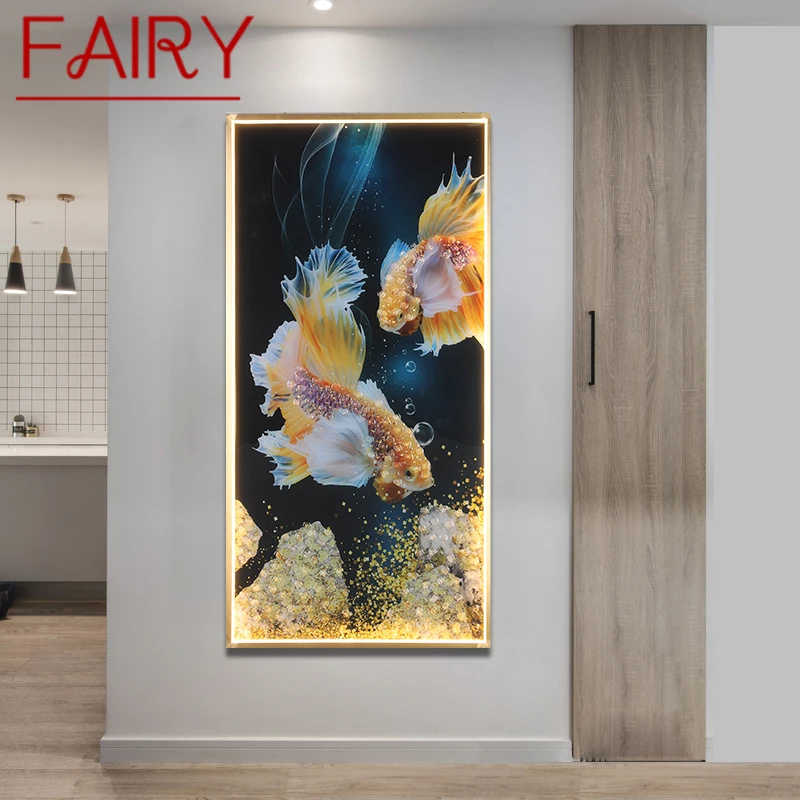 

FAIRY Wall Lamp Contemporary Creative Gold Fish Figure LED Sconces Rectangle Mural Light For Home