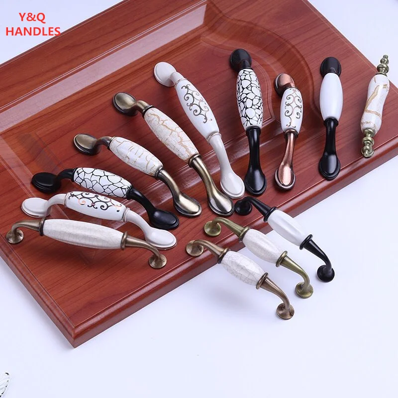 Handles Drawer Cabinet Furniture Kitchen Handles for Cabinet Knob Door Drawer Furniture Kitchen Knob Ceramics Modern Black White