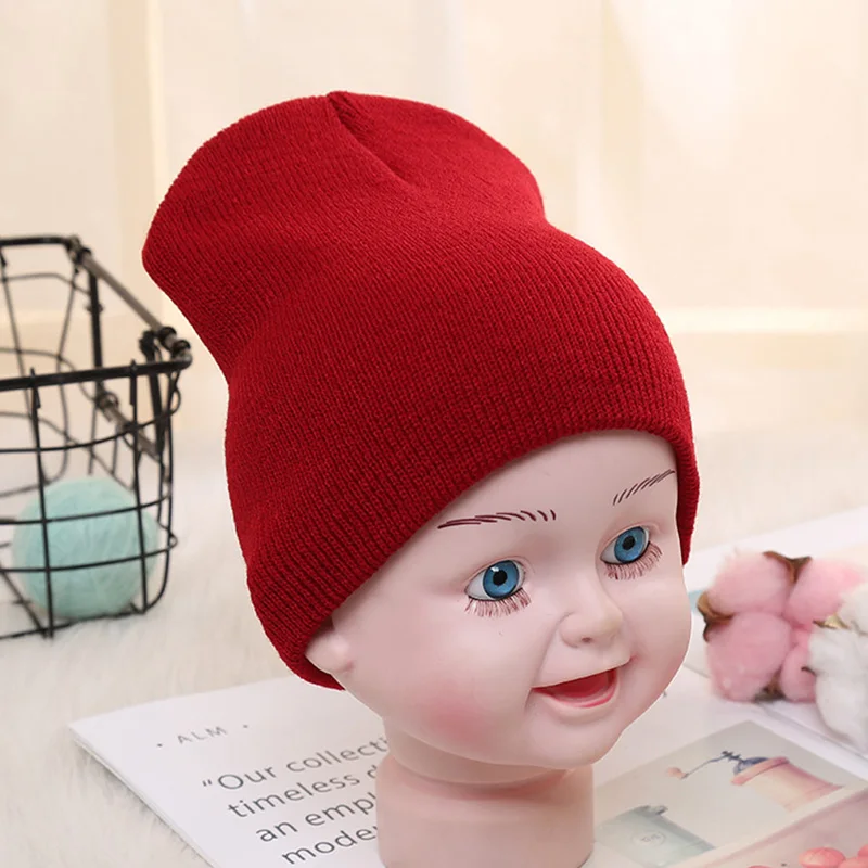 0M-4Y Toddler Infant Candy Color Hats Baby Boy Girl Warm  Knit Wool Children\'s Cap Cotton Soft Newborn Kids Beanie