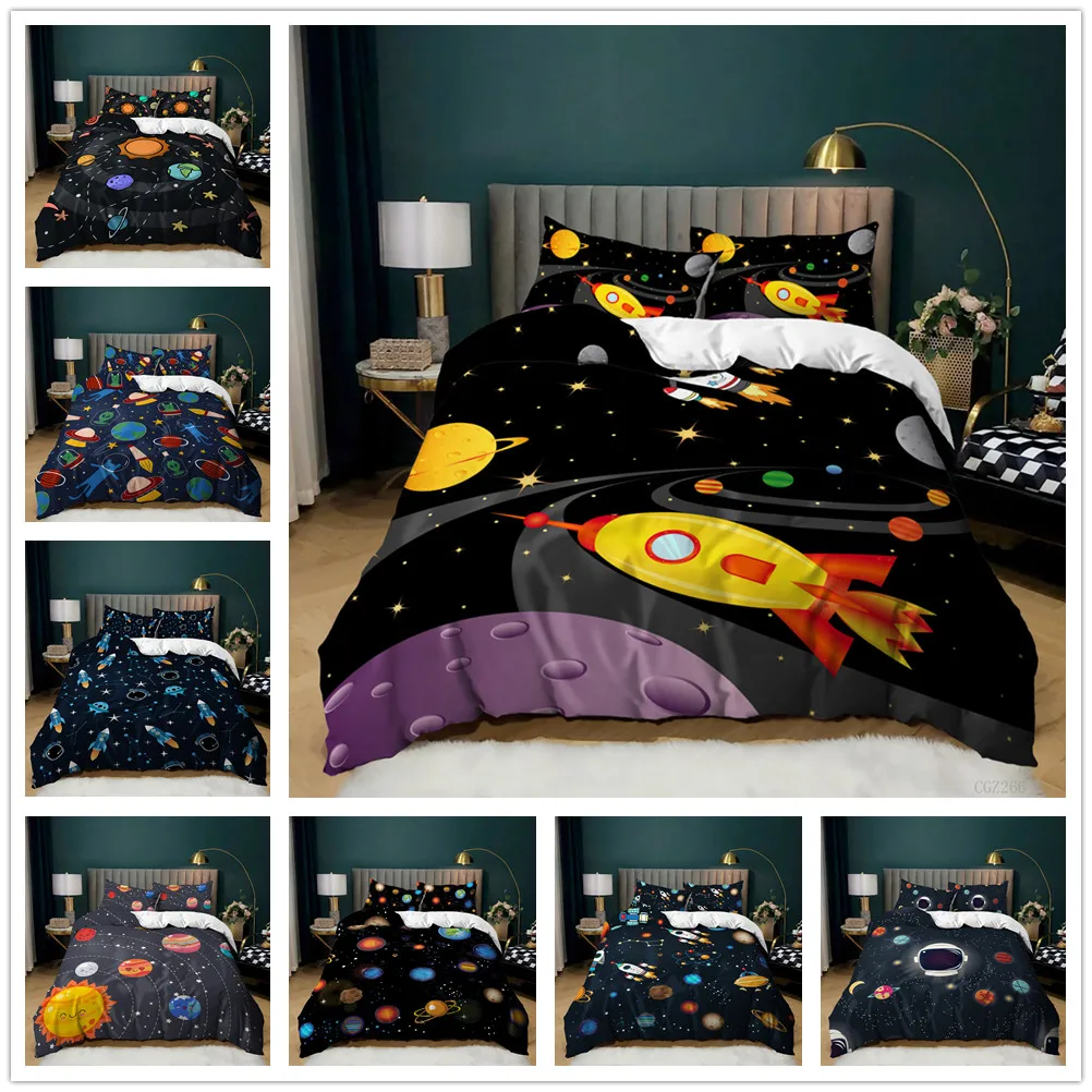 

Outer Space Duvet Cover Set Galaxy Comforter Cover Luxury Soft Bedding Set Space Theme Kids Teens Quilt Cover Housse De Couette