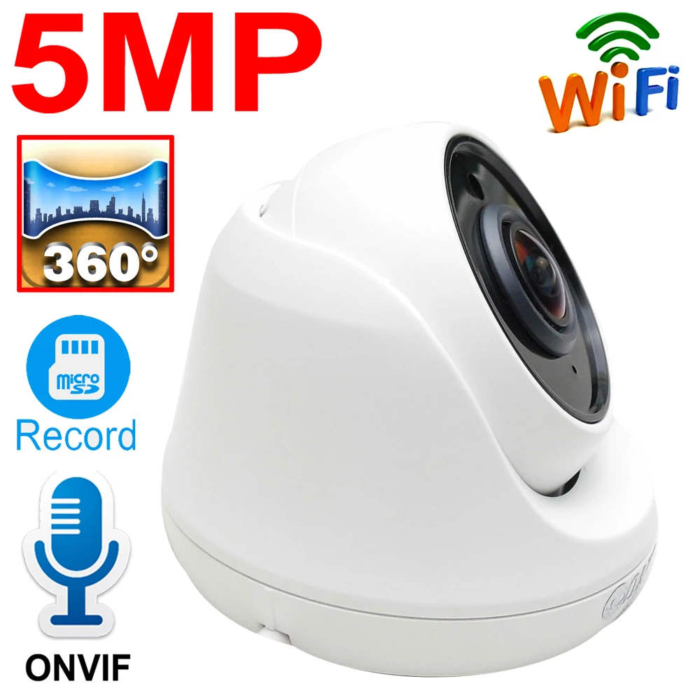 Jienuo 5MP Toàn Cảnh Ip Camera Wifi 1080P Camera Quan Sát An Ninh Giám Sát 1.7 Mm Trong Nhà Cam Âm Thanh Mạng Không Dây gia Camera