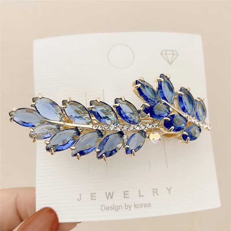 188CM Gorgeous Crystal Leaf Hair Clips for Women Unique Bridals Accessories Wedding Hair Jewelry Party Bride Luxury Headpiece