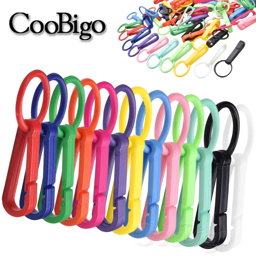 50pcs Colorful Keychain Plastic Buckles Snap Hook With O Ring For Backpack Curtains Blinds Cord Masks Lanyard Connectors Parts