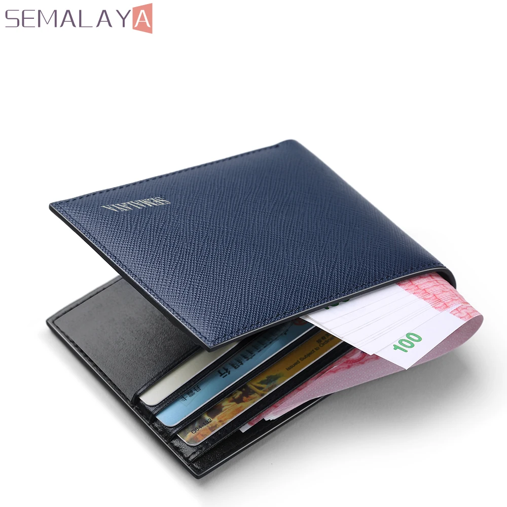 SEMALAYA luxury Brand Wallets Men 100% Cowhide Short Bifold Mini Genuine Leather Purse Cards Holders Slots Potable small