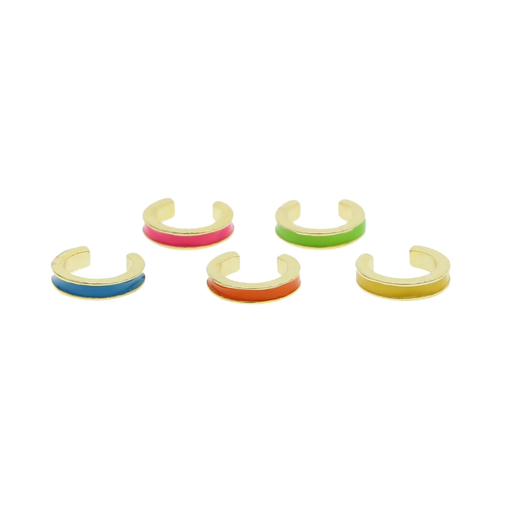 1 piece no pierced round circle colorful Neon enamel ear cuff earring for women wholesale