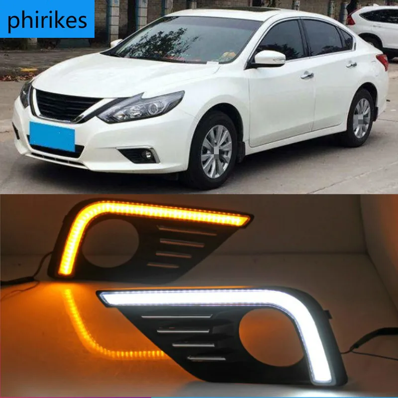 

For Nissan Altima Teana 2017 2018 LED Daytime Running Light Waterproof Car 12V LED DRL fog Lamp with Turn Signal style Relay
