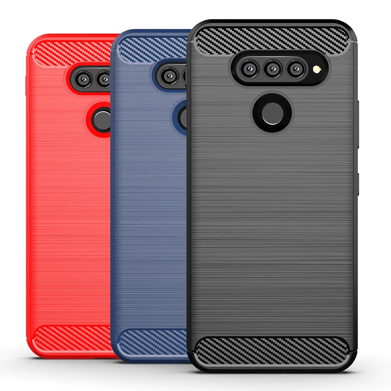 For LG K50S Q70 G8X V50S V40 V35 V30S V50 Plus ThinQ Case Carbon Fiber Cover Silicone TPU Case Cover for LG V50S ThinQ Bumper