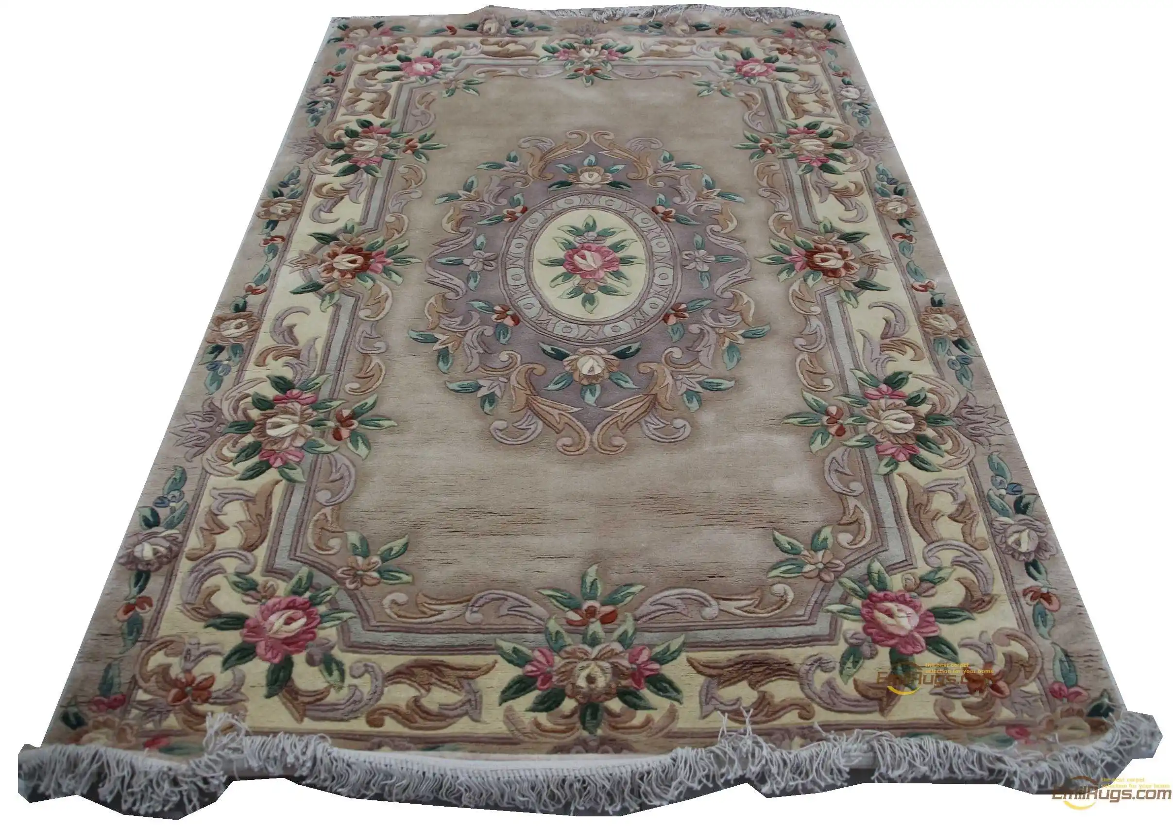 woven wool carpet soft for living room Hand-knotted Thick Plush French Woven Antique Decor The Plant Design