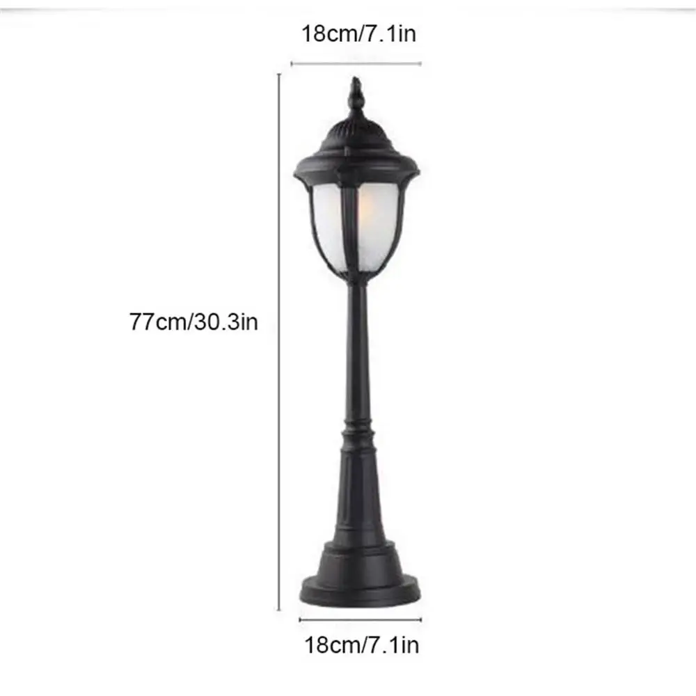 Vintage Europe Style E27 Lawn Lamp with White Glass Shade, Black Outdoor Stand Pole Column Lawn Light for Villa Garden Pathway