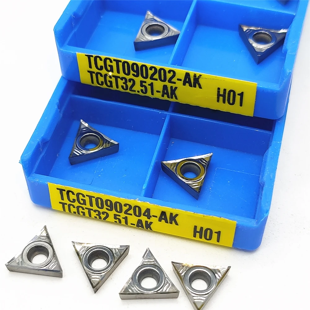 10 pz TCGT090202 TCGT090204 TCGT090208-AK H01 tornio CNC inserto in lega di metallo duro utensili in alluminio utensile per tornitura