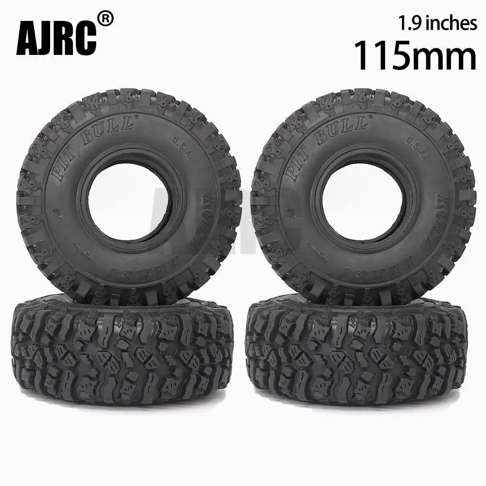 4PCS 115MM Rubber Mud Grappler Tires for 1:10 RC Crawler Axial SCX10 II 90046 d110 d90 90047 TRX-4 Defender G500 TRX-6 G63