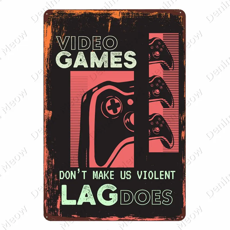 Keep Out Gamer At Work Plaque Game Realm Metal Tin Sign Home Bedroom Decoration Keep Clam And Game On Vintage Wall Poster MN168