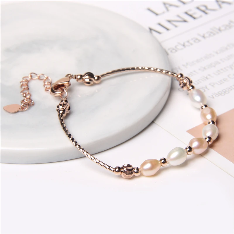 New Real Natural Freshwater Pearl Fashion Bracelet Ladies Elegant Bracelet Jewelry Girlfriend Birthday Wedding Gift Wholesale