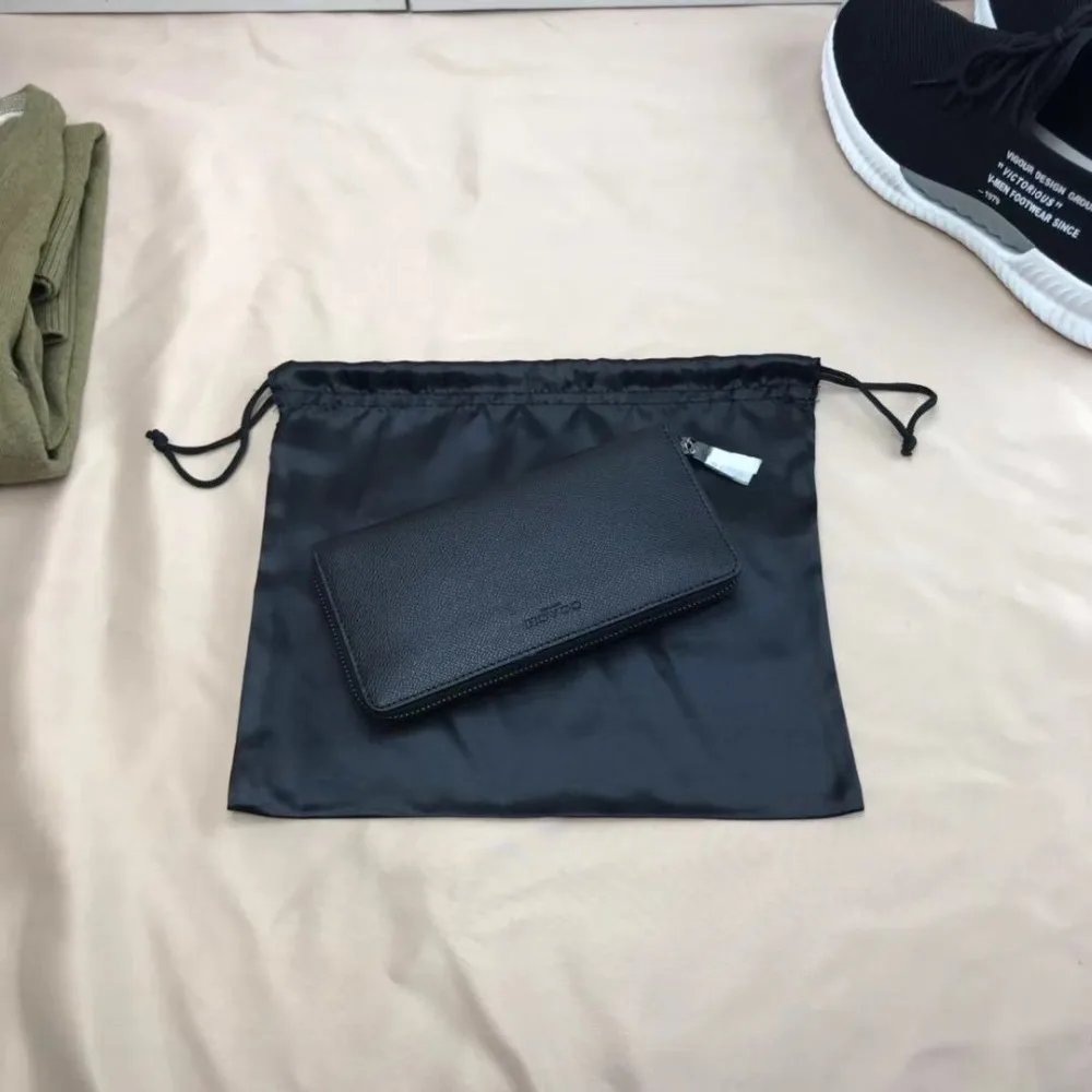 Large Silk Satin Drawstring Care Bag Custom Wigs Storage Dust Proof Packaging Pouch Black Reusable Sack Handbag Shoes Travel Bag