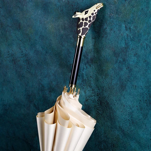 우산 기린 여성용 솔리드 우산 긴 손잡이 예술적 제작 우산 8K 실크 알루미늄 합금 자외선 차단 우산, 여성용 우산 