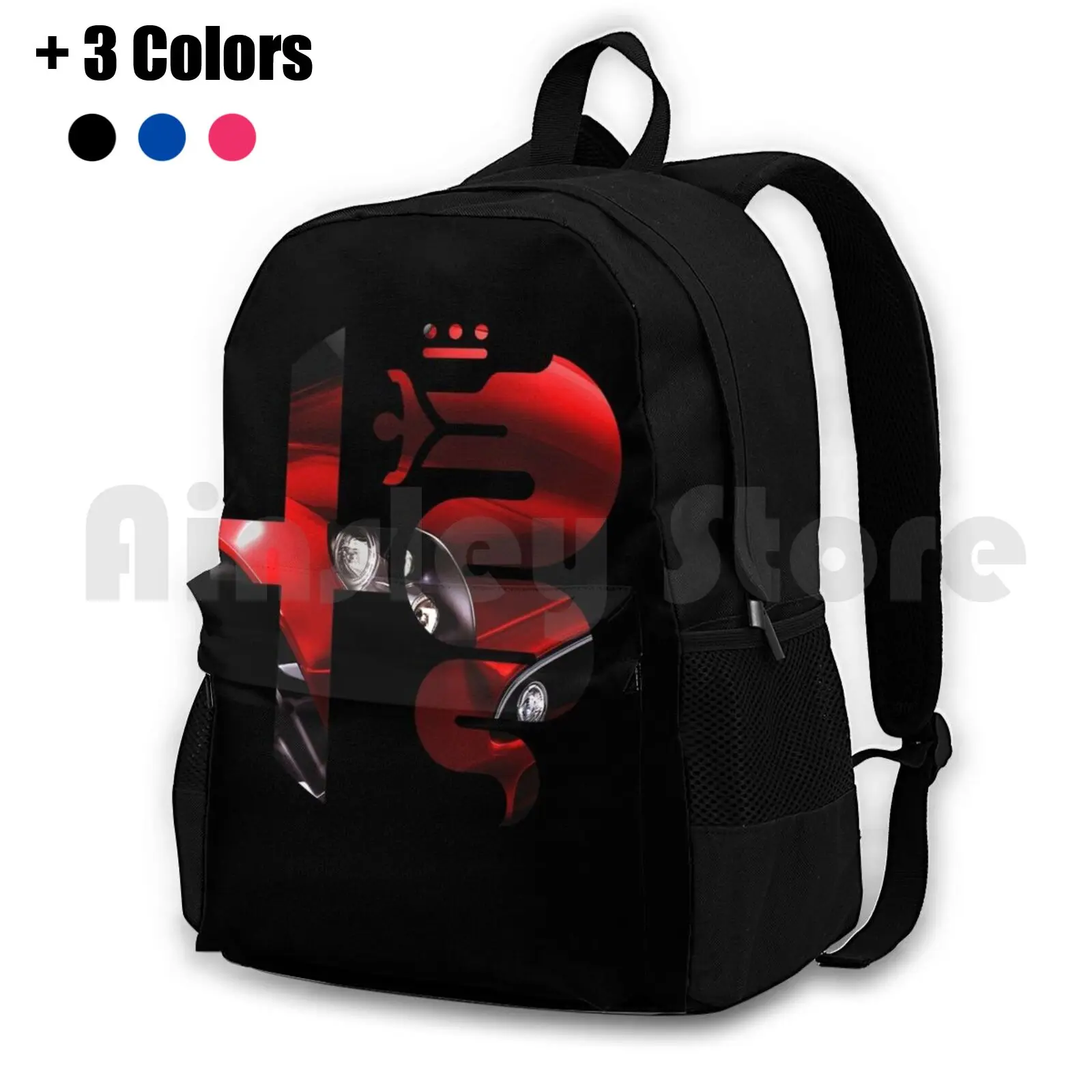 Car Outdoor Hiking Backpack Waterproof Camping Travel Alpha Biscione Cuore Sportive Sports Cars Italy