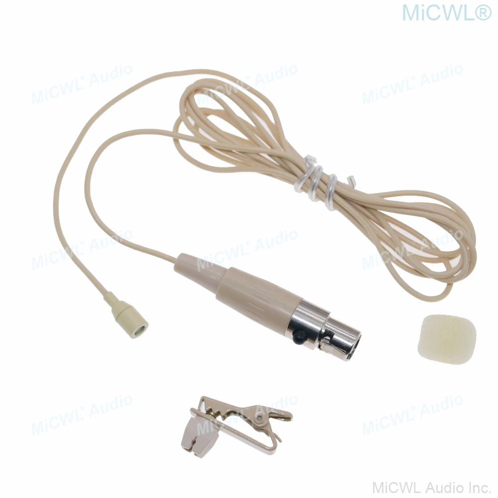 Beige ผิวสี Clip-On Lavalier ไมโครโฟนสําหรับ Shure TA4F Mini XLR 4Pin ไร้สายคุณภาพดีไมโครโฟน