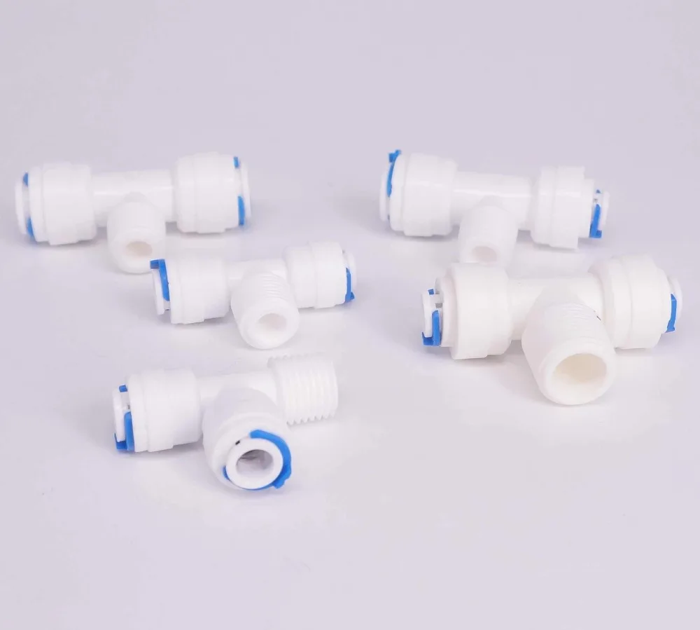 2 Stück passend für 1/4" 3/8" OD Rohr T-Typ 1/4" 3/8" BSP 3-Wege-Reduzierverbinder für Aquarien-Umkehrosmose RO Wasserspender – Detail 6