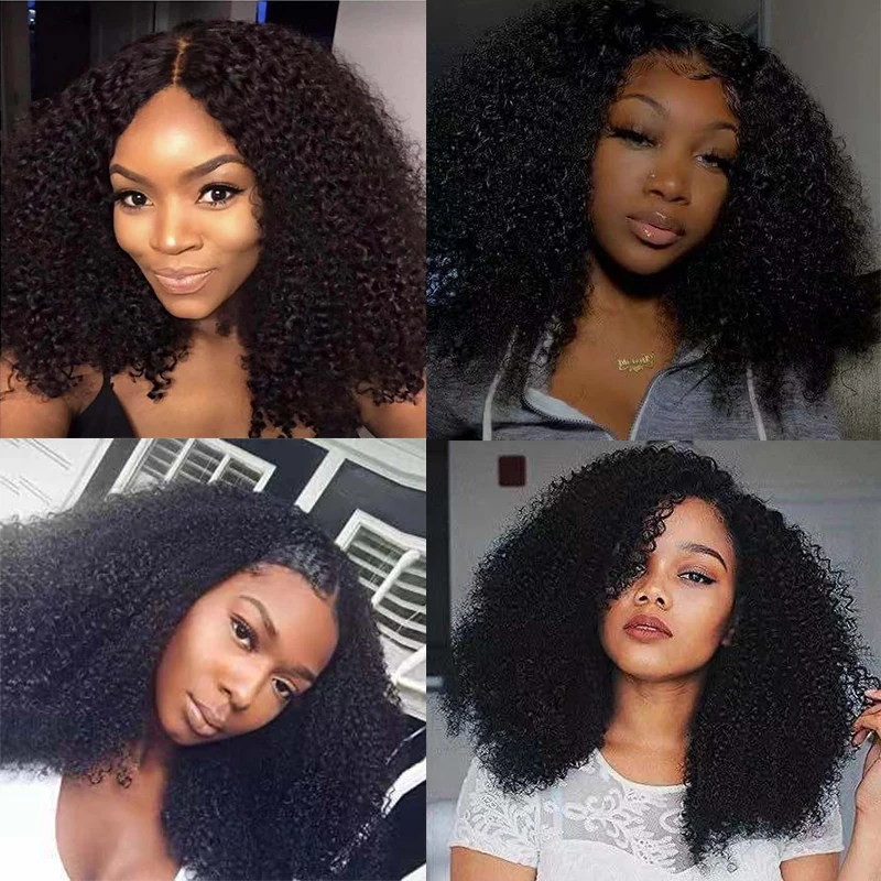 Kinky Curly Lace Closure Wig Human Hair for Black Women Middle Part Brazilian Hair Wig Short Curly Human Hair Wigs