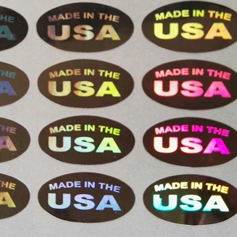 MADE IN THE USA Hologram Stickers 1000pcs 13x6.5mm 1/2 Inch Oval Shape SILVER OR GOLD OPTIONS