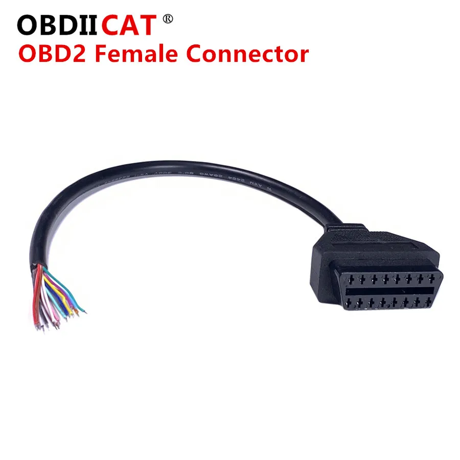 OBD 16Pin Female Extension Cable Open Cable Adapter OBD Cable OBDII EOBD ODB2 16 Pin OBD 2 Adaptor Opening Female Cable