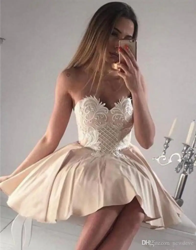 Cheap Lace Puffy Skirt Homecoming Dresses Free Shipping Backless Prom Gowns Sweetheart Cocktail Dress For Teens