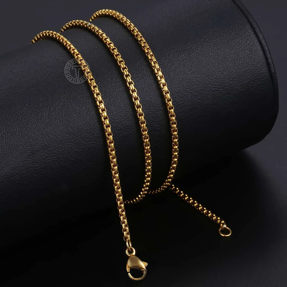 Fashion Simple 2mm Round Box Chain Necklaces For Women Men Stainless Steel Never Fade Rose Gold Color Tone Solid Metal KN555A