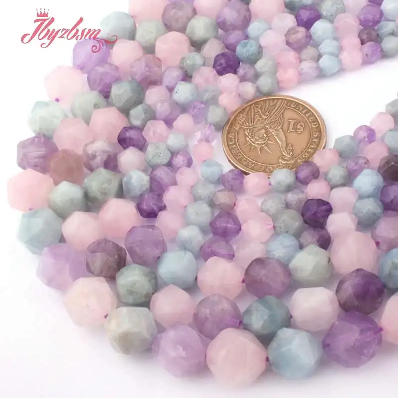 Natural Lavender Aquamarines Amethyst Quartz Faceted Stone Beads For Jewelry Making Strand 15\