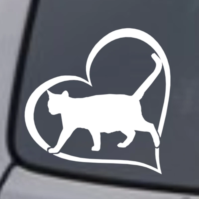 Cat Heart Vinyl Decal Sticker Car Window Wall Bumper Laptop Decal Animal Adopt Paw Love Pet Choose Colour