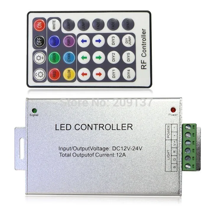 

Free Shipping! DC12V~24V 24A 288W RGB LED Controller with 44 keys Remote for SMD5050/3528 RGB Led Strip Light