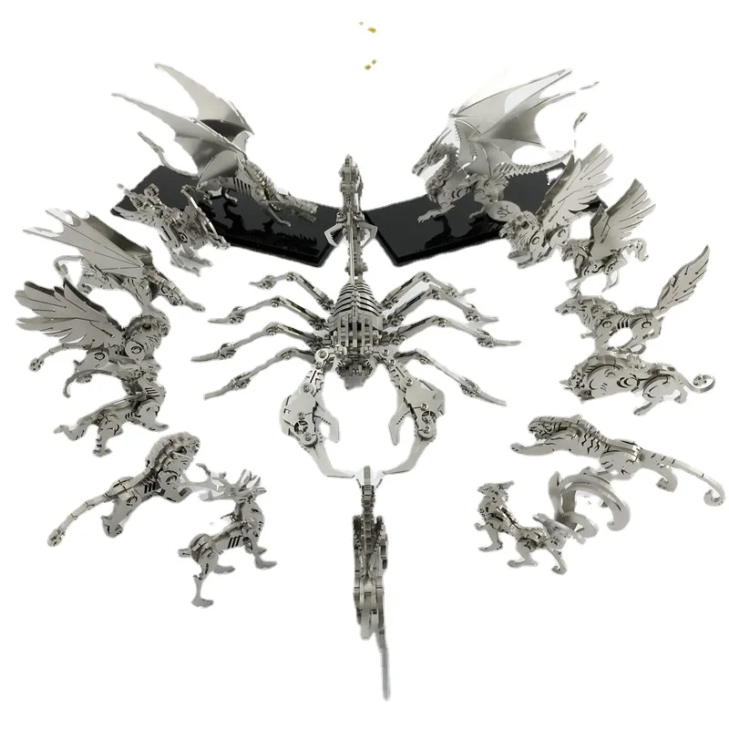 Quebra-cabeça de metal 3d para crianças e adultos, máquinas de montagem diy, modelo animal de unicórnio grande, kit de construção de aço inoxidável, brinquedo educacional