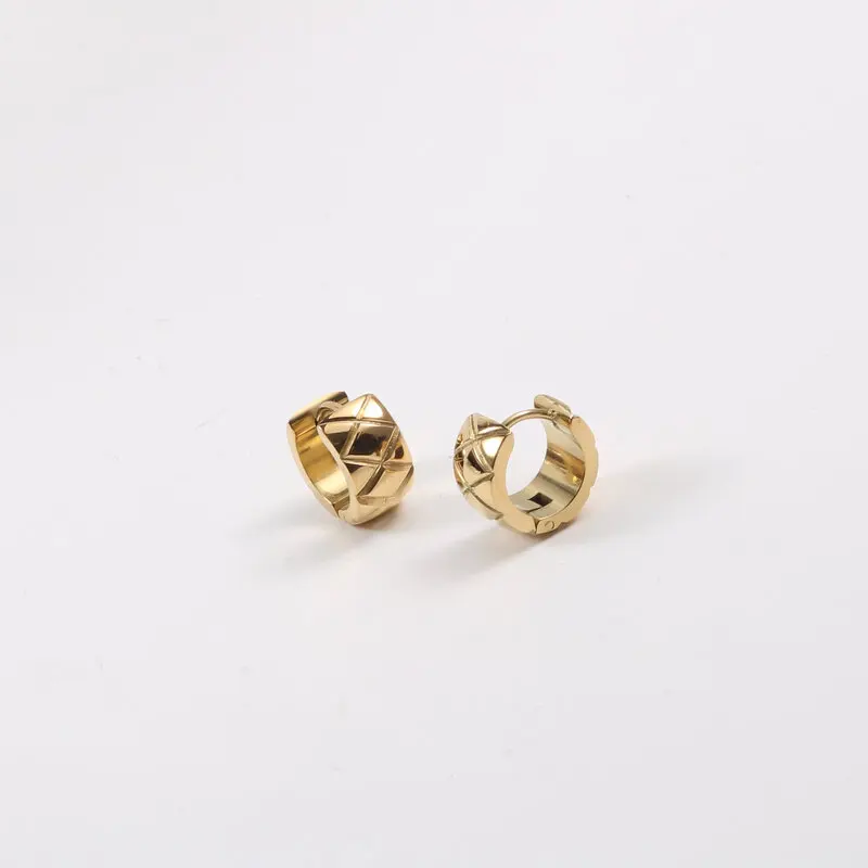 KITEAL 2024 new hit PVD plated Lady earrings earring female 2024 Grid pattern women earring christmas gift