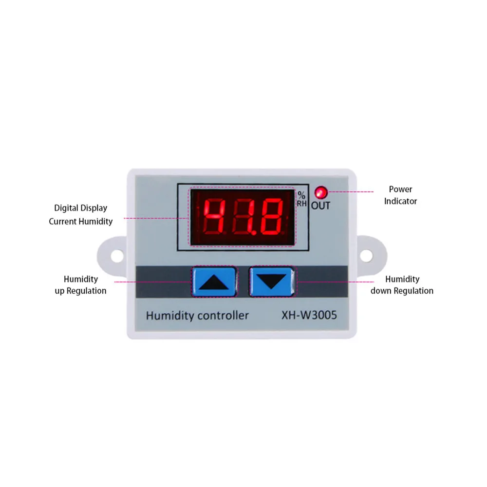 W3005 Digital Humidity Controller XH-W3005 12V 24V 220V Humidistat Hygrometer Humidity Control Switch Regulator Humidity Sensor