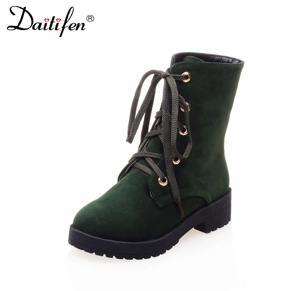 

Daitifen Brand Winter Women Ankle Boots Round Toe Comfortable Martin Boots Fashion Ladies Modern Shoes Lace Up Outdoor Boots