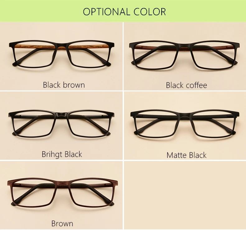 YIMARUILI Männer Und Frauen Brillengestell Nachahmung Holzmaserung Quadrat Mode Retro Brillen Optische Brillen 98056 – Detail 5