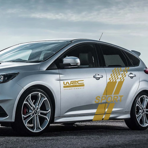 Imagen 2 del producto Pegatina de carrocería de ambos lados para coche, pegatina de película de vinilo con estilo deportivo de carreras para Ford Focus 2 3 MK2 MK3, accesorios de personalización de automóviles