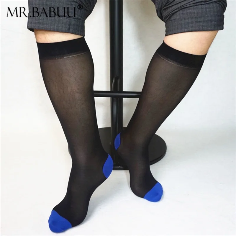 

Mid-length tube solid color with heel blue toe European and American business suits Japanese men's stockings TNT