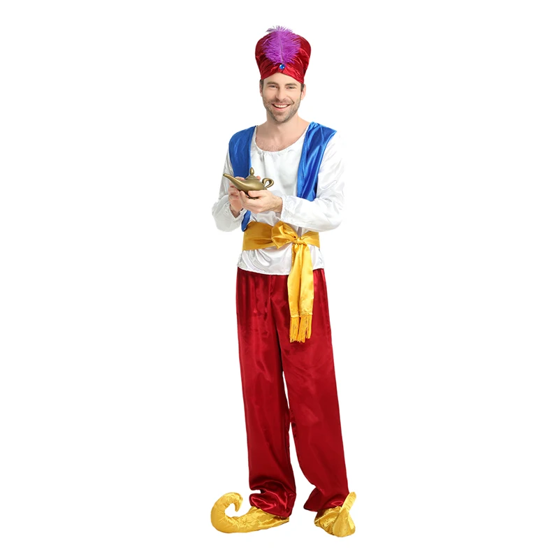 Męskie hinduizm indyjskie kostiumy impreza dla dorosłych jasmine aladdin kostium lampa genie Adam książę Fantasia chłopiec arabska odzież cosplay