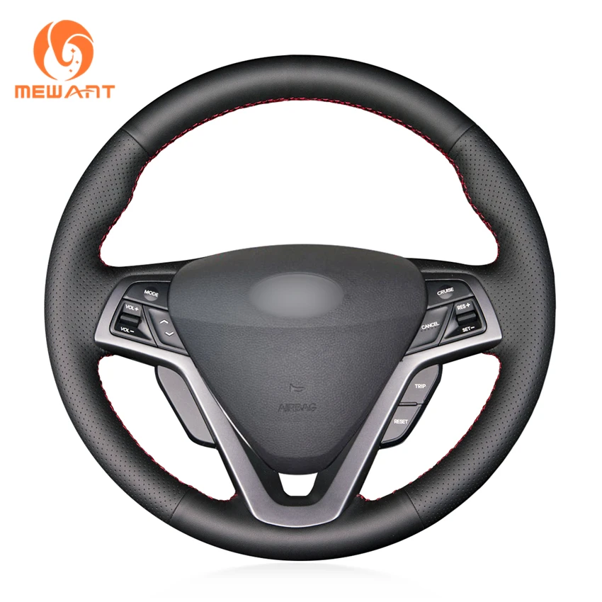 

MEWANT Black Artificial Leather Car Steering Wheel Cover for Hyundai Veloster 2011 2012 2013 2014 2015 2016 2017