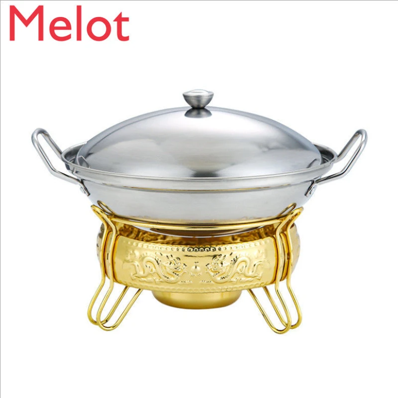 

Thickened Stainless Steel Alcohol Stove Small Hot Pot Home Use and Commercial Use Hotel Stewed Pot Dry Pot Solid Alcohol Stove