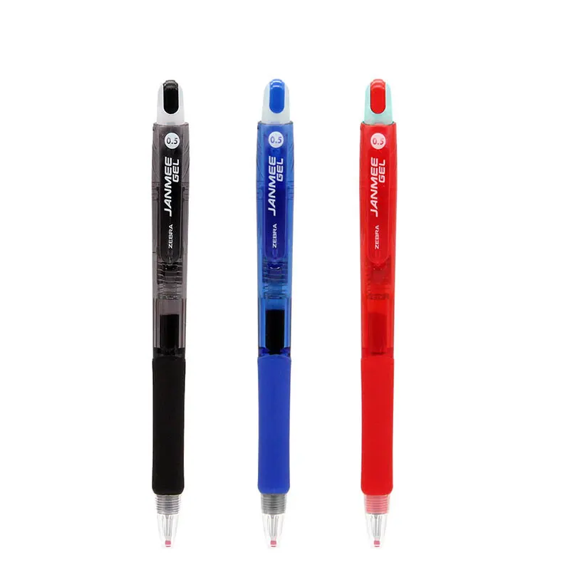 ZEBRA Gel Pen JANMEE JJZ68 0.5mm Pens For School  JK-0.5 Waterproof Refill Black/Blue/Red Press Type Office Stationery 3/5/6Pcs