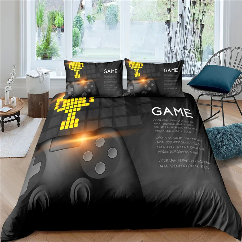 Luxury 3D Game Console Print 2/3Pcs Kids Bedding Set Comfortable Gamepad Duvet Cover Pillowcase Home Textile Queen and King Size