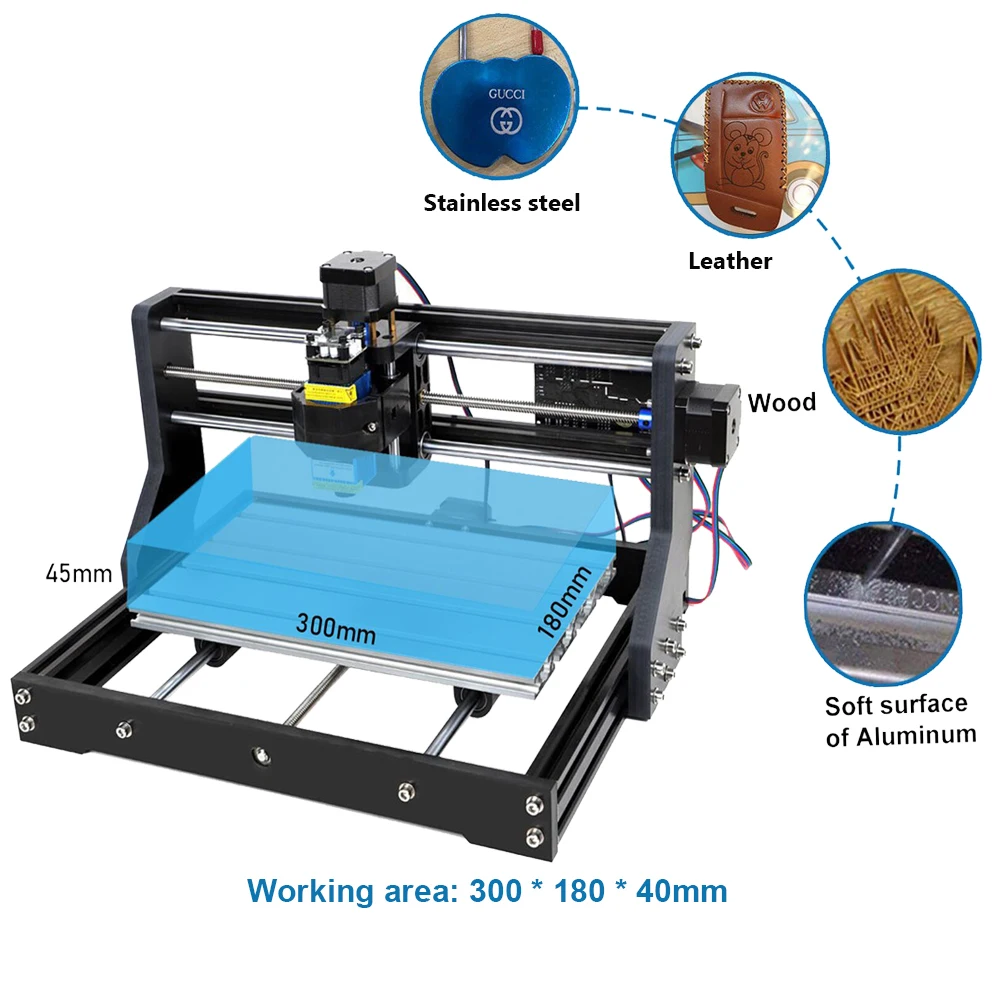 3018Pro Max macchina per incisione Laser CNC potenza 0.5W-15W Router a 3 assi MINI incisore Laser per la lavorazione del legno fai da te con