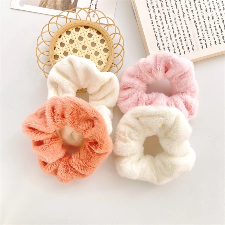 New Autumn And Winter Plush Hair Ring Korean Pure Color Ins Wind Warm Hand Imitation Rabbit Hair Ring