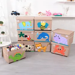 Cute Cartoon Folding Baby Storage Box with Handle Toy Organizer Household Goods Sundries Basket - Children's Toy Container