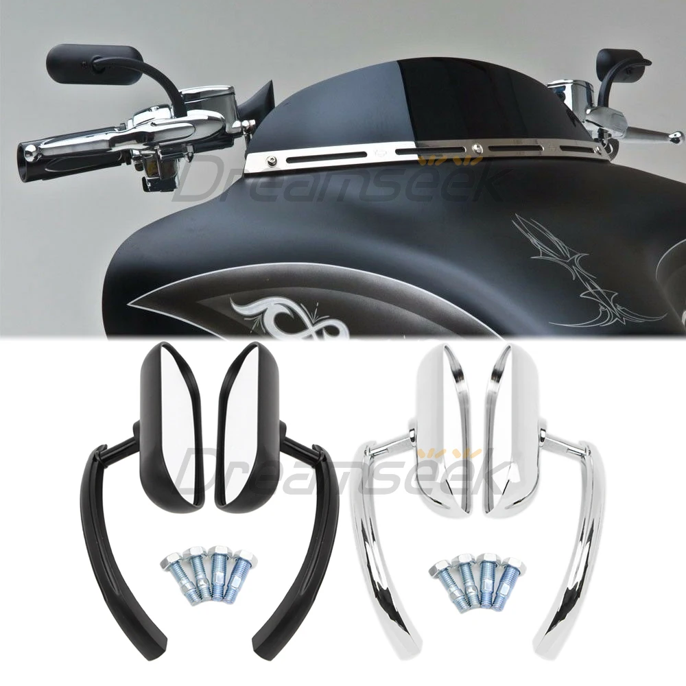 Pair Motorcycle Rearview Mirrors Universal Rear View for Harley Sportster Dyna Mini Oval Side Mirrors Black / Chrome Accessories