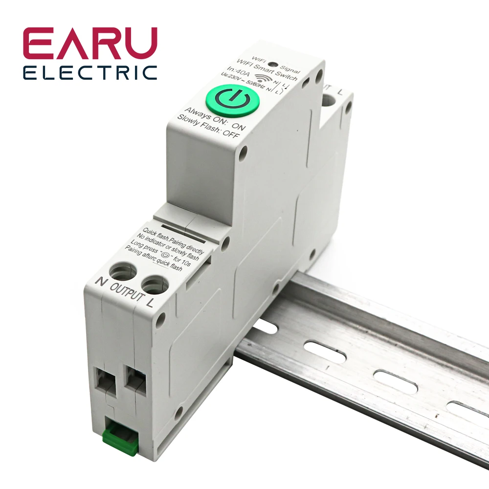 1P+N Din Rail WiFi Circuit Breaker Smart Timer Switch Relay Remote Control By Tuya APP With Smart Home Voice Alexa Google Home