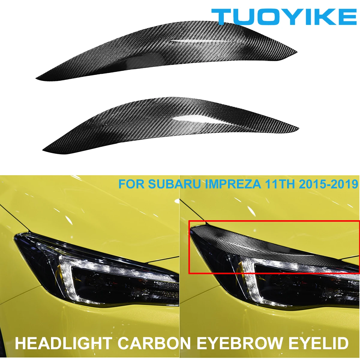 

2PCS Car Styling Real Carbon Fiber Headlight Eyebrow Eyelids Trim Cover Sticker For Subaru Impreza 11th Generation 11 2015-2019