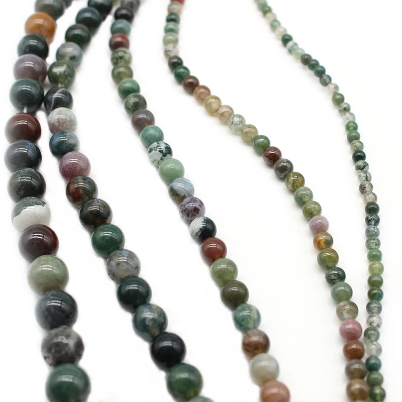 Natural Stone Indian Agates Smooth Round Loose Beads 4 6 8 10 12MM Pick Size For Jewelry Making Loose Beads Handmade Gift