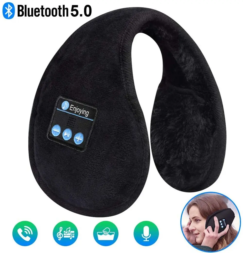 Auscultadores sem fio Bluetooth com microfone, USB Charge Música Ear Warmer, esporte ao ar livre, fones de ouvido macios, Earmuffs para o telefone móvel, 1pc